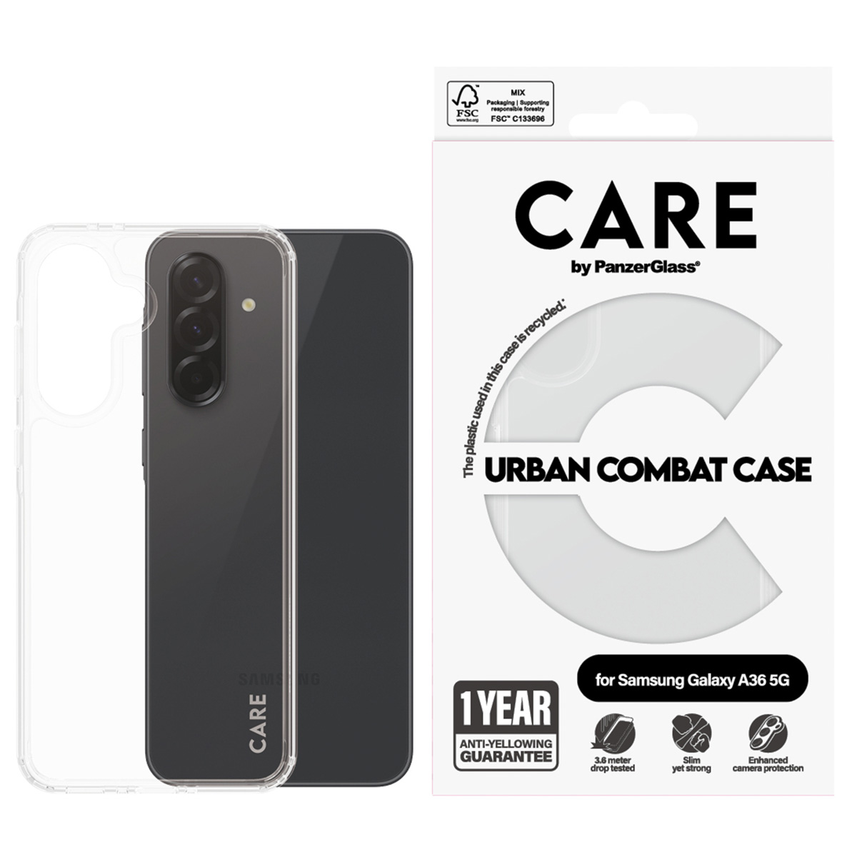 CARE by PanzerGlass Urban Combat Case Samsung Galaxy A36 - Transparant - Afbeelding 4