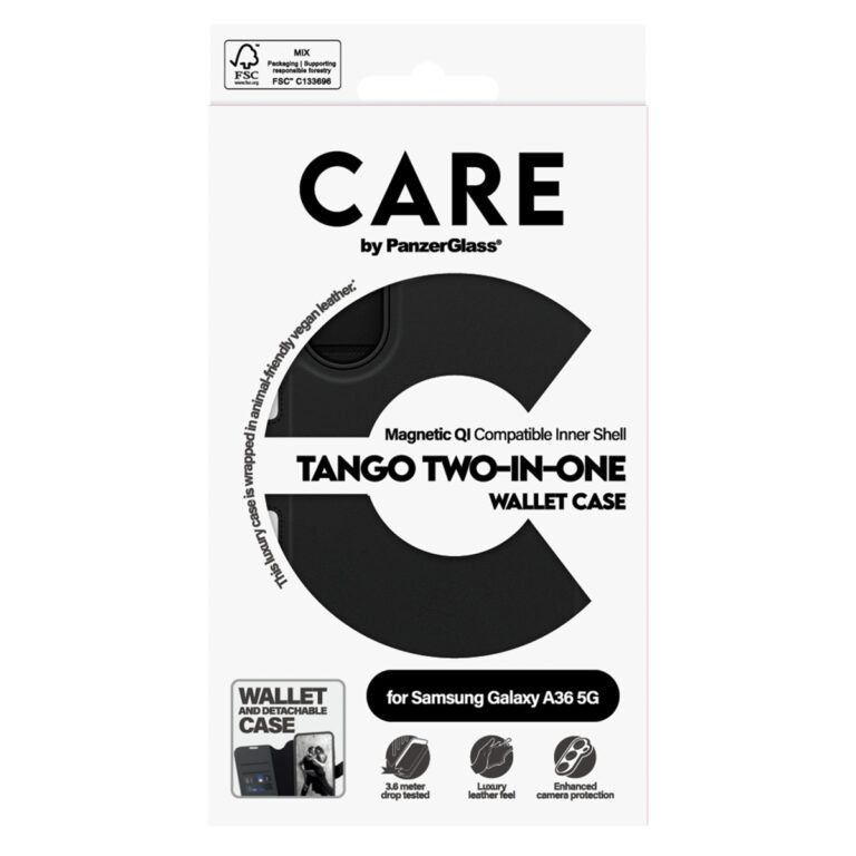 CARE by PanzerGlass Tango 2 in 1 Wallet Case MagSafe Samsung Galaxy A36 - Zwart - Afbeelding 2