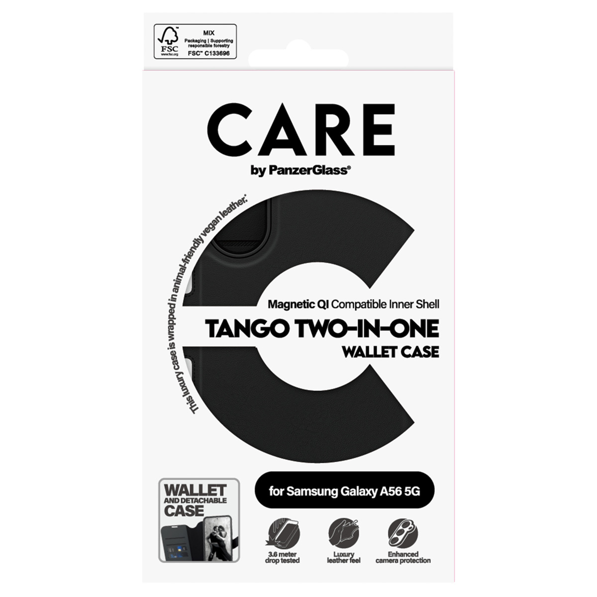 CARE by PanzerGlass Tango 2 in 1 Wallet Case MagSafe Samsung Galaxy A56 – Zwart