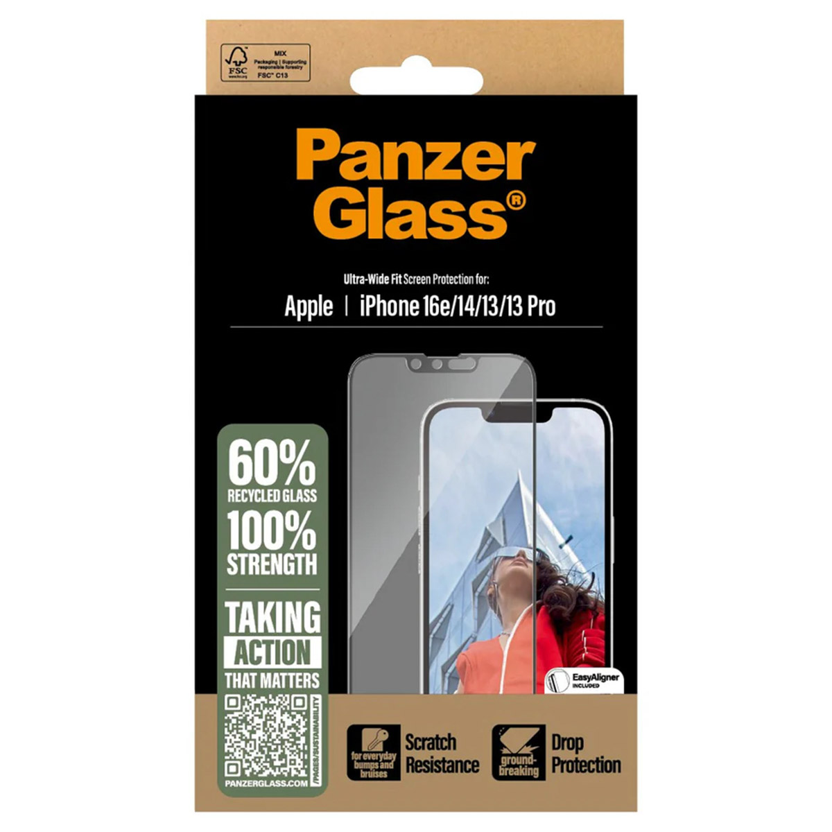 PanzerGlass Ultra-Wide Fit Anti-Bacterial Screenprotector incl. applicator Apple iPhone 13 / 13 Pro / 14 / 16e