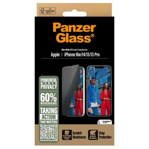 PanzerGlass Privacy Ultra-Wide Fit Anti-Bacterial Screenprotector incl. applicator Apple iPhone 13 / 13 Pro / 14 / 16e