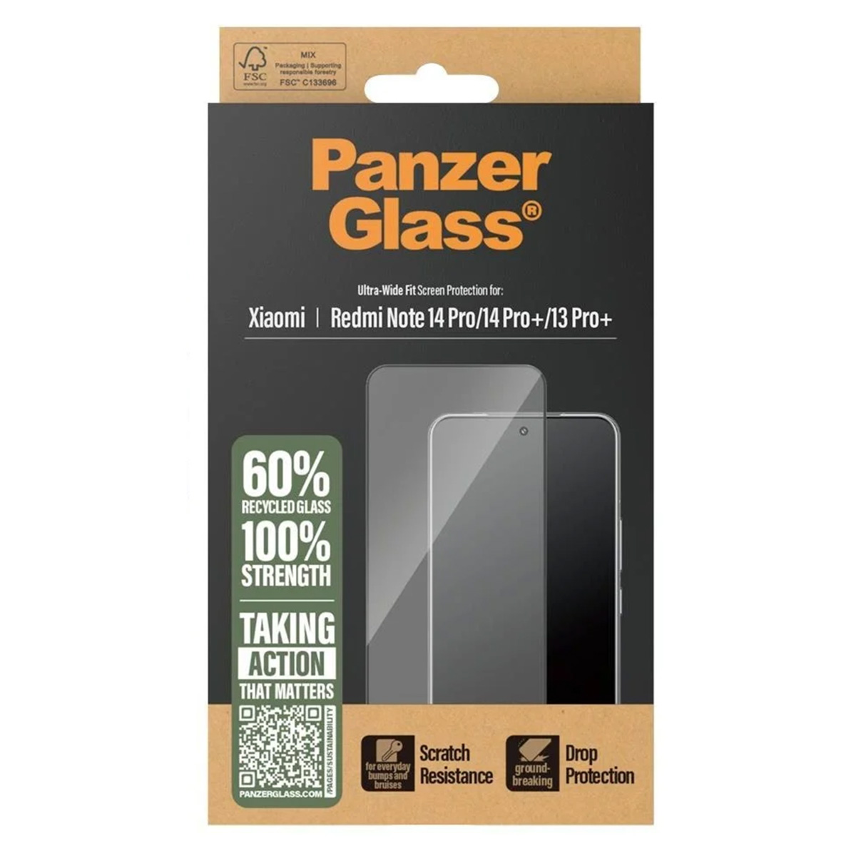 PanzerGlass Ultra-Wide Fit Anti-Bacterial Screenprotector Xiaomi Redmi Note 14 Pro (4G/5G) / 14 Pro Plus / 13 Pro Plus