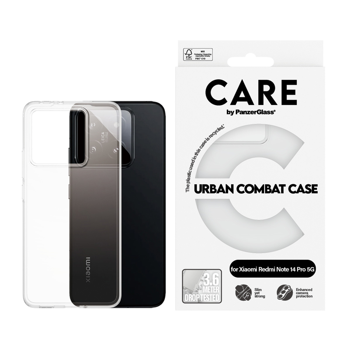 CARE by PanzerGlass Urban Combat Case MagSafe Xiaomi Redmi Note 14 Pro 4G / 5G / 14 Plus 5G - Transparant - Afbeelding 2