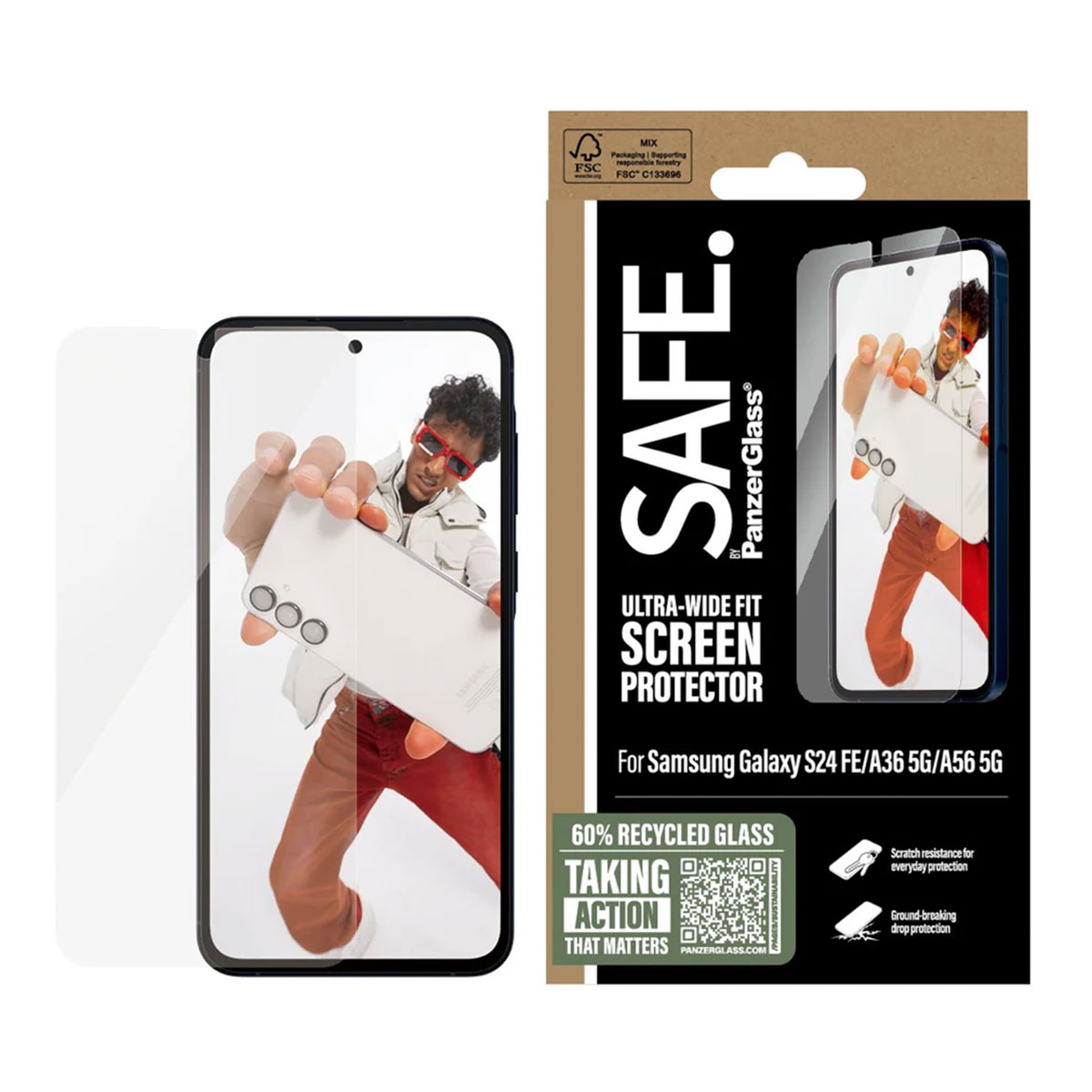 SAFE by PanzerGlass Ultra-Wide Fit Screenprotector Samsung Galaxy S24 FE / A36 / A56 - Afbeelding 4