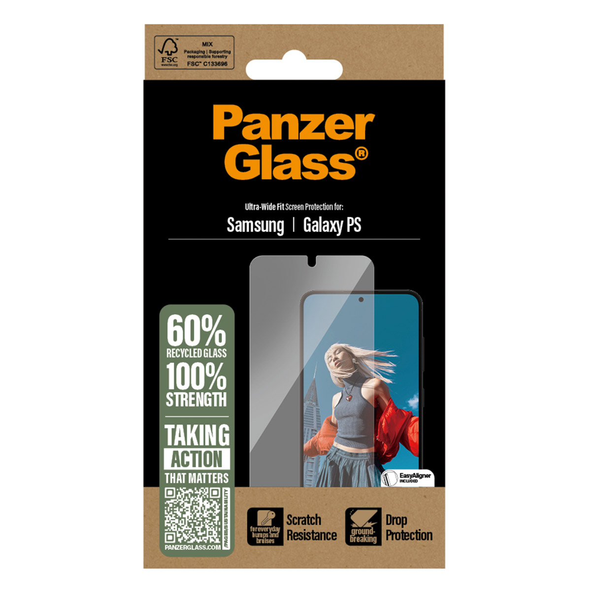 PanzerGlass Ultra-Wide Fit Anti-Bacterial Screenprotector Samsung Galaxy S25 Edge