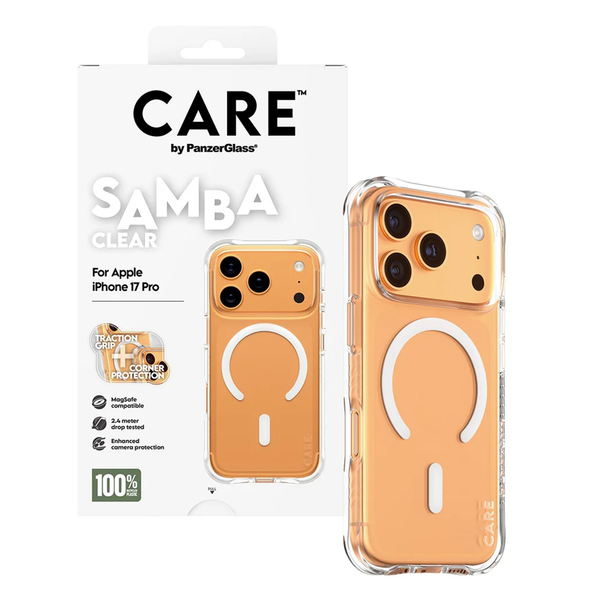 CARE by PanzerGlass Fashionable Case Samba met MagSafe Apple iPhone 17 Pro - Clear / White - Afbeelding 3