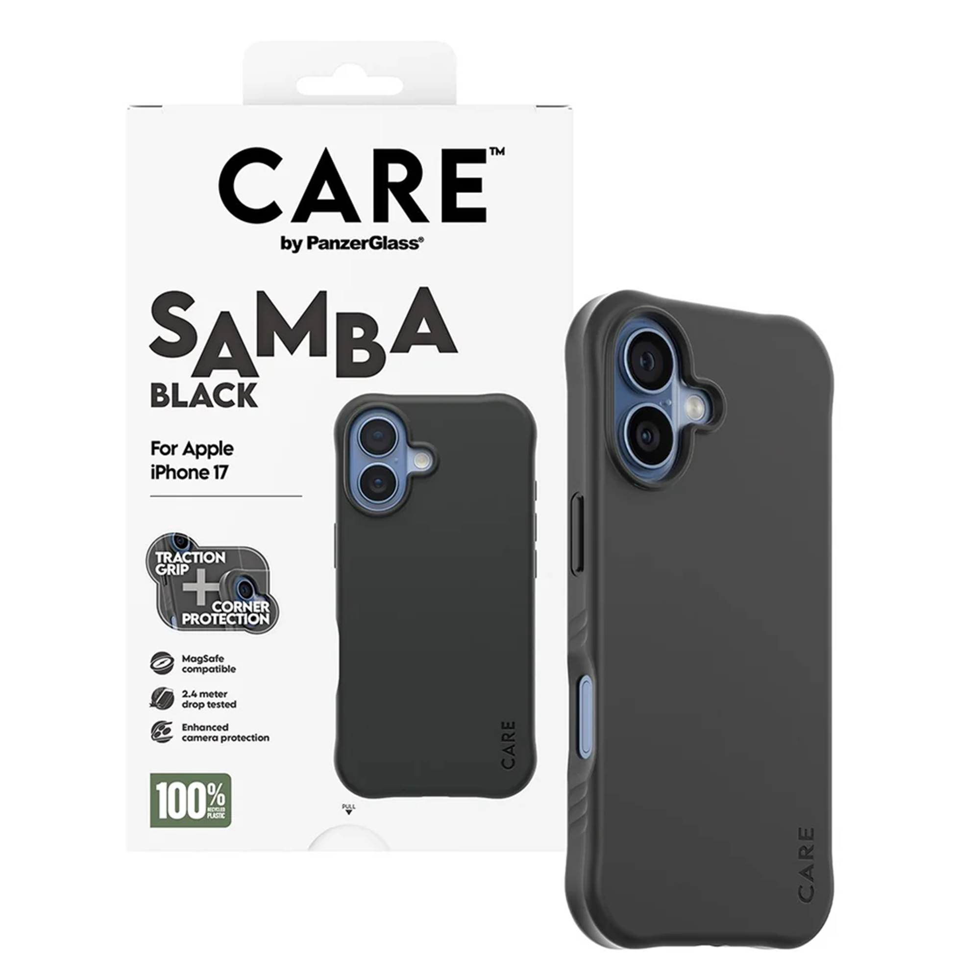 CARE by PanzerGlass Fashionable Case Samba met MagSafe Apple iPhone 17 - Zwart - Afbeelding 3
