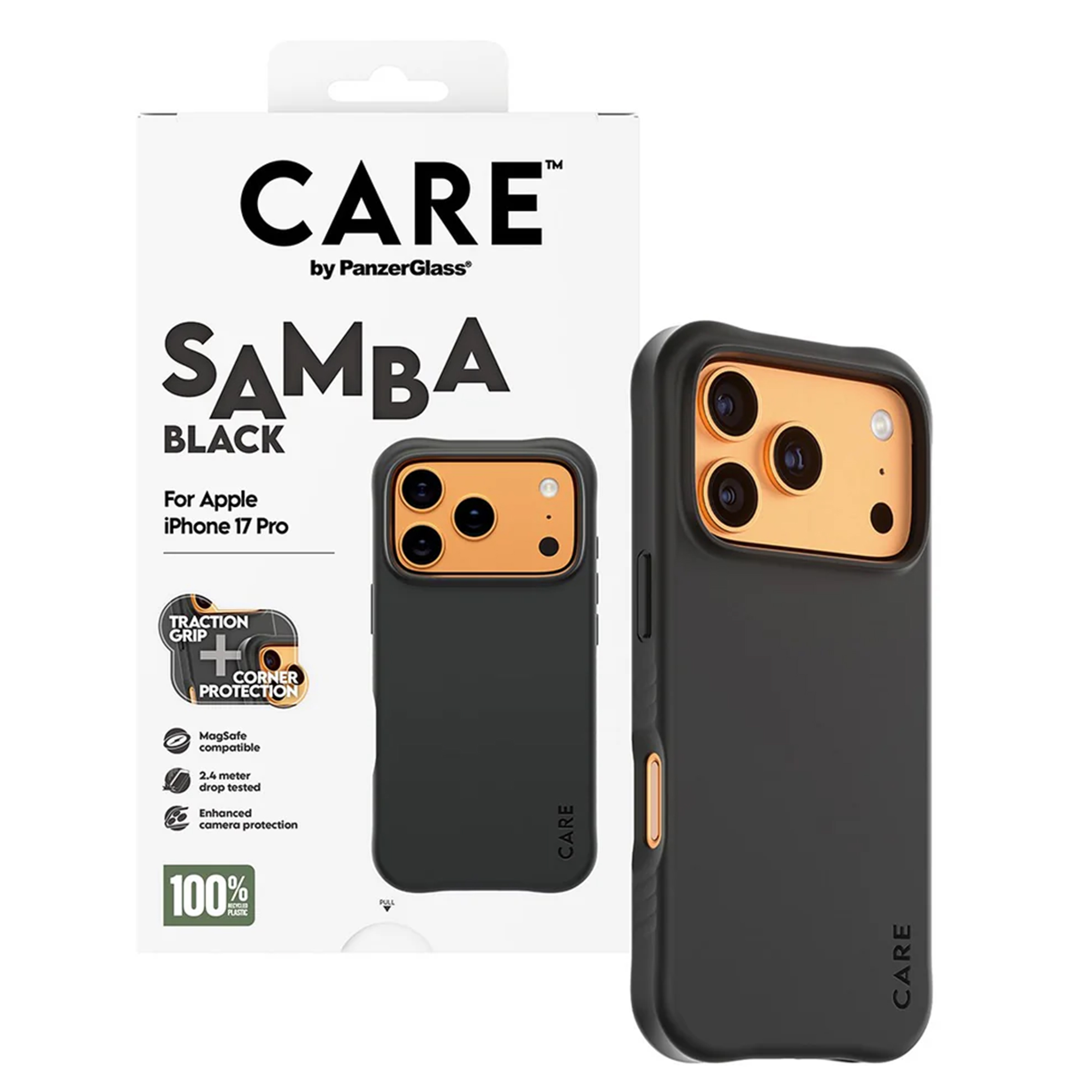 CARE by PanzerGlass Fashionable Case Samba met MagSafe Apple iPhone 17 Pro - Zwart - Afbeelding 3