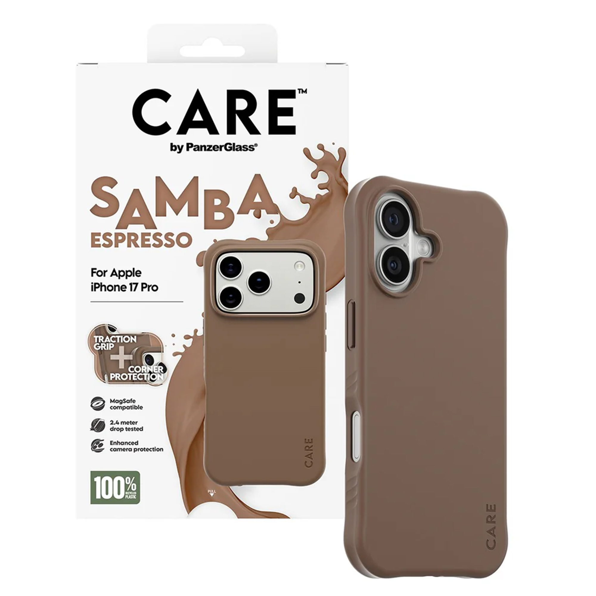 CARE by PanzerGlass Fashionable Case Samba met MagSafe Apple iPhone 17 Pro - Espresso Brown - Afbeelding 3
