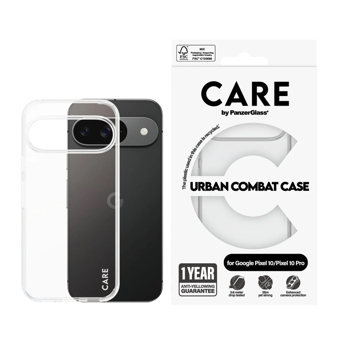 CARE by PanzerGlass Urban Combat Case Google Pixel 10 / 10 Pro - Clear - Afbeelding 3