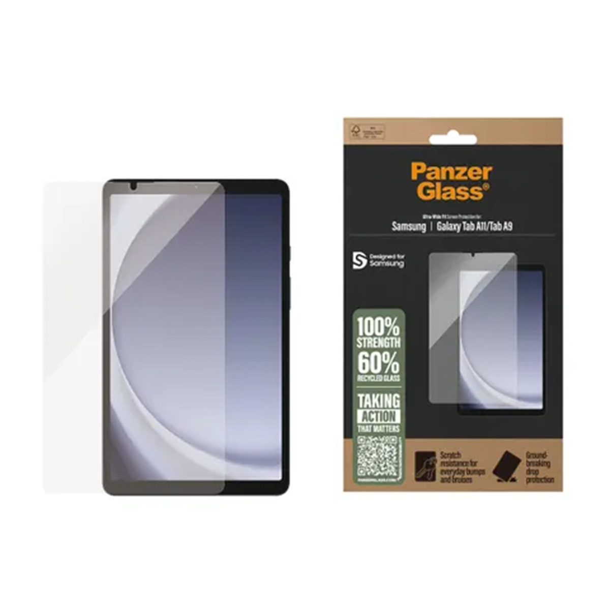 PanzerGlass Ultra Wide Fit Screenprotector Samsung Galaxy Tab A11 / A9 8.7 inch