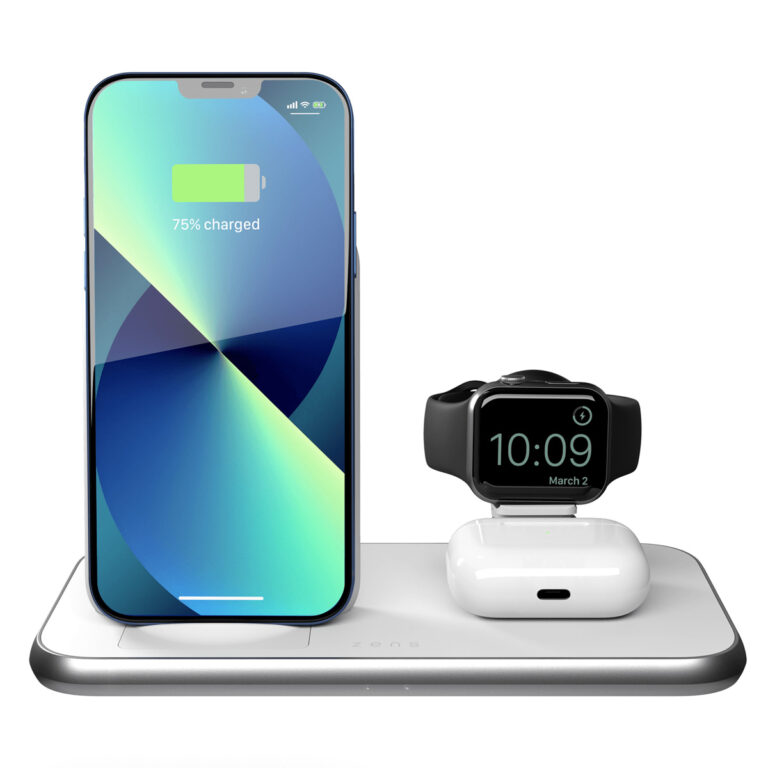 Zens Draadloos oplaadstation 4-in-1 - Aluminium Serie - Draadloze stand + Apple Watch - Wit - Afbeelding 4