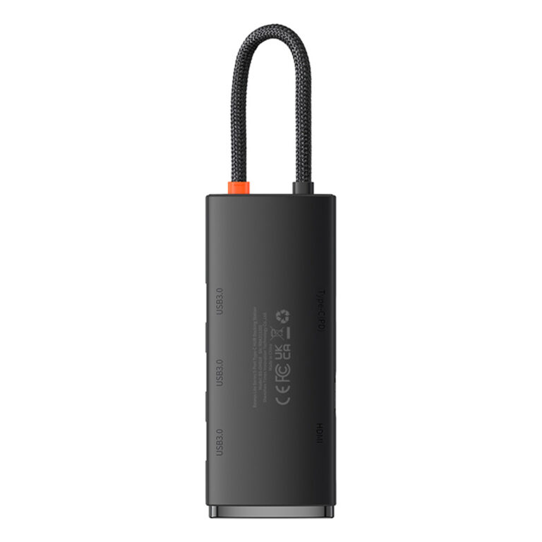 Baseus Lite 5-in-1 USB-C Hub - 4K HD - 100 Watt opladen - Docking station - Zwart - Afbeelding 6