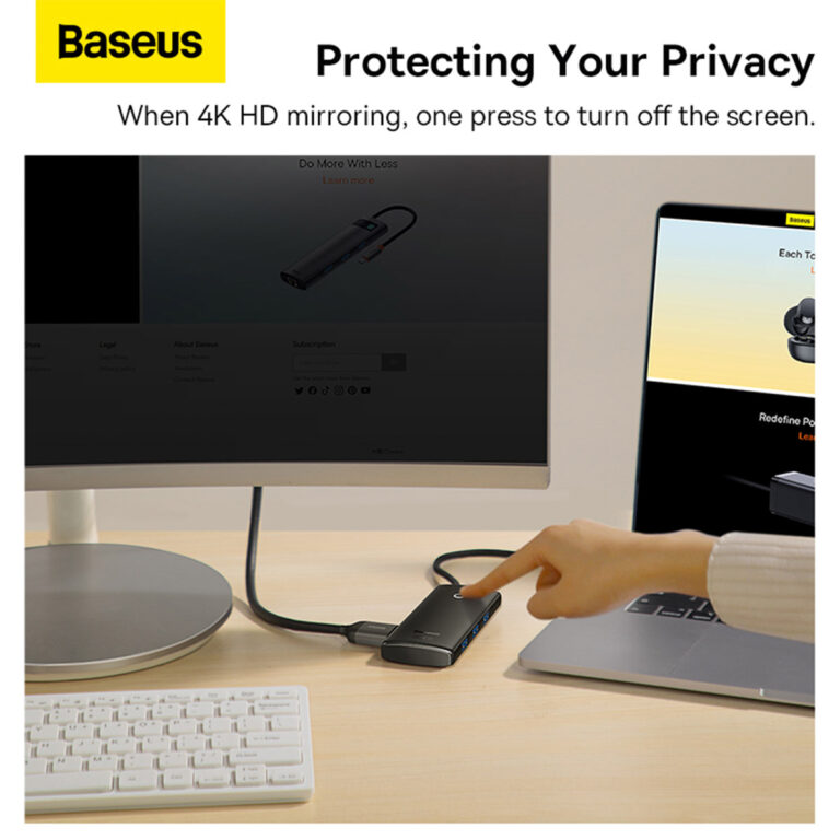 Baseus Lite 5-in-1 USB-C Hub - 4K HD - 100 Watt opladen - Docking station - Zwart - Afbeelding 10