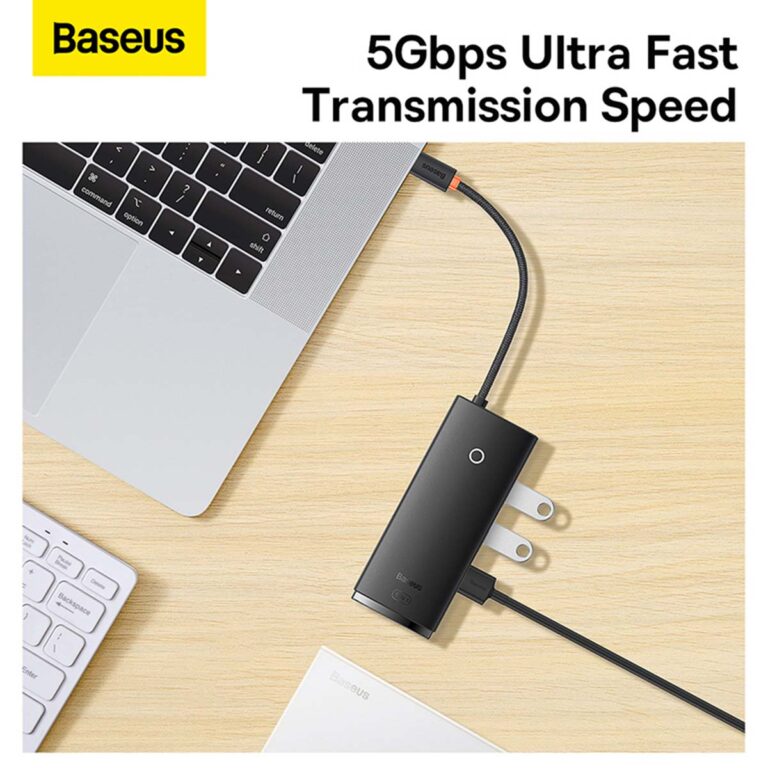 Baseus Lite 5-in-1 USB-C Hub - 4K HD - 100 Watt opladen - Docking station - Zwart - Afbeelding 7