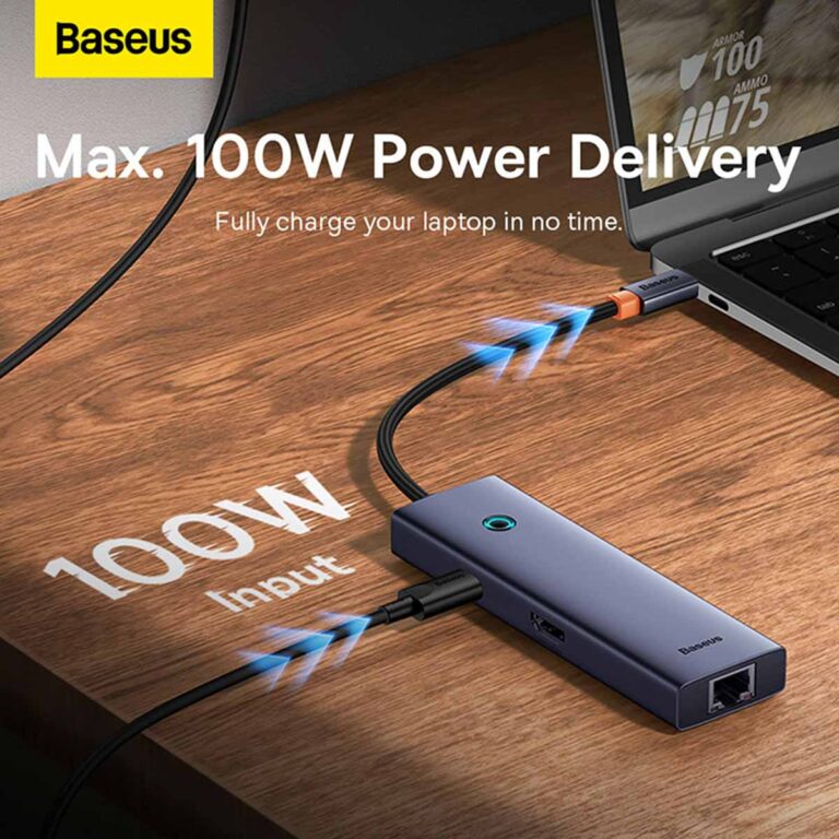 Baseus OS-UltraJoy 6-in-1 USB-C Hub - 4K 60Hz - 100 Watt opladen - Docking station - Space Grey - Afbeelding 6