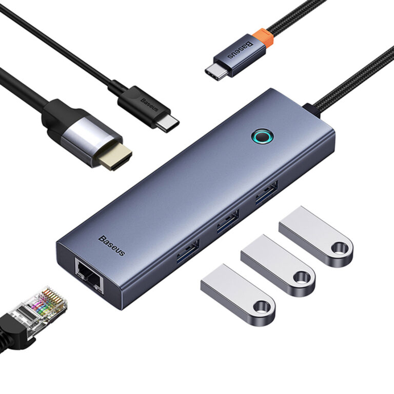 Baseus OS-UltraJoy 6-in-1 USB-C Hub - 4K 60Hz - 100 Watt opladen - Docking station - Space Grey - Afbeelding 2