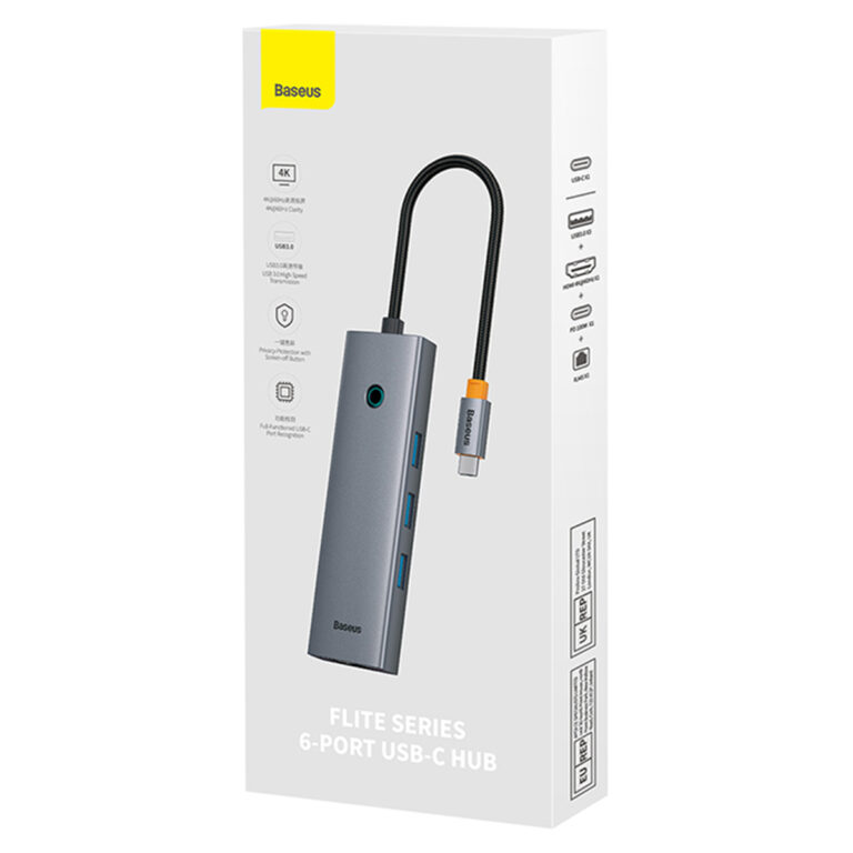 Baseus OS-UltraJoy 6-in-1 USB-C Hub - 4K 60Hz - 100 Watt opladen - Docking station - Space Grey - Afbeelding 4