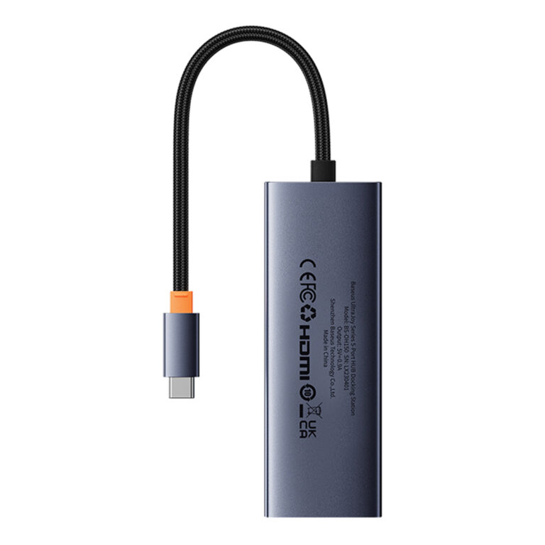 Baseus UltraJoy 5-in-1 USB-C Hub - 4K 30Hz - 100 Watt opladen - Docking station - Space Grey - Afbeelding 8