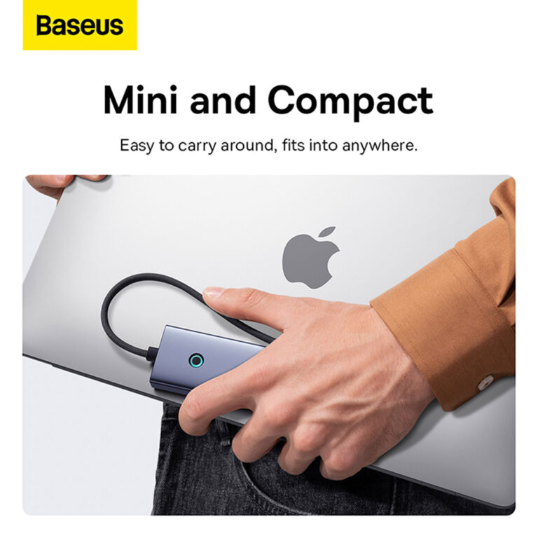 Baseus UltraJoy 5-in-1 USB-C Hub - 4K 30Hz - 100 Watt opladen - Docking station - Space Grey - Afbeelding 6