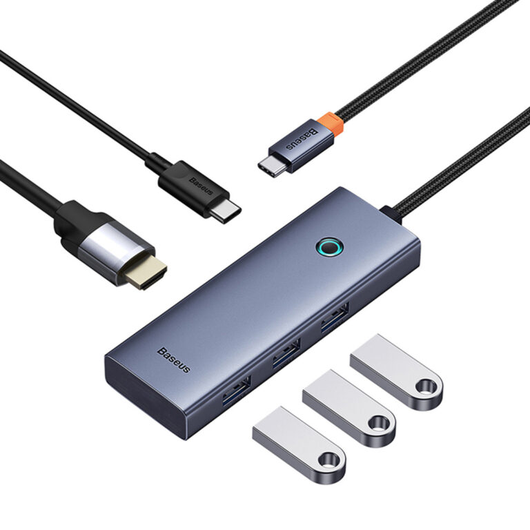 Baseus UltraJoy 5-in-1 USB-C Hub - 4K 30Hz - 100 Watt opladen - Docking station - Space Grey - Afbeelding 4