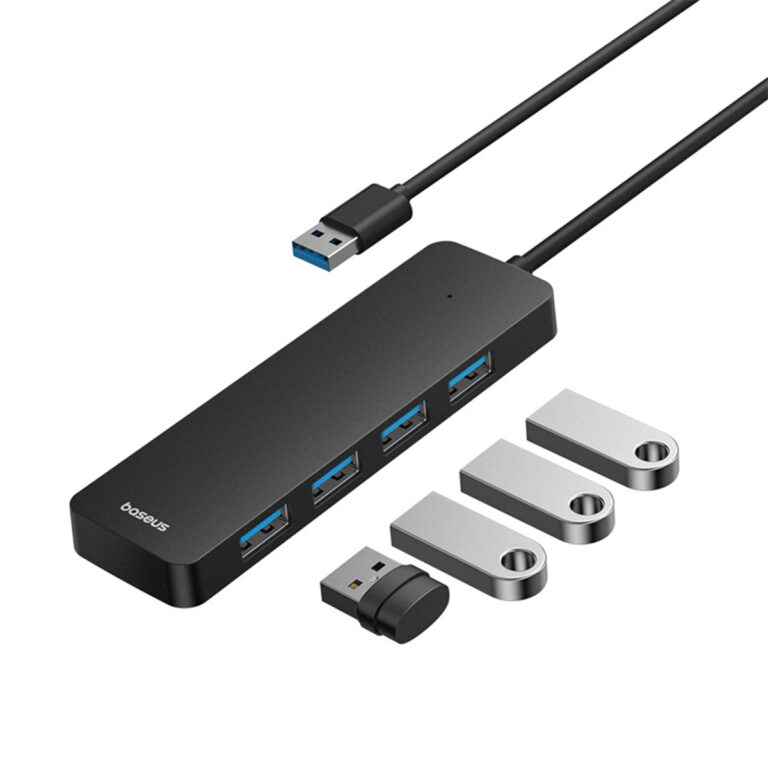 Baseus UltraJoy Lite 4-in-1 USB-A Hub - 100 cm - Docking station - Cluster Black - Afbeelding 4