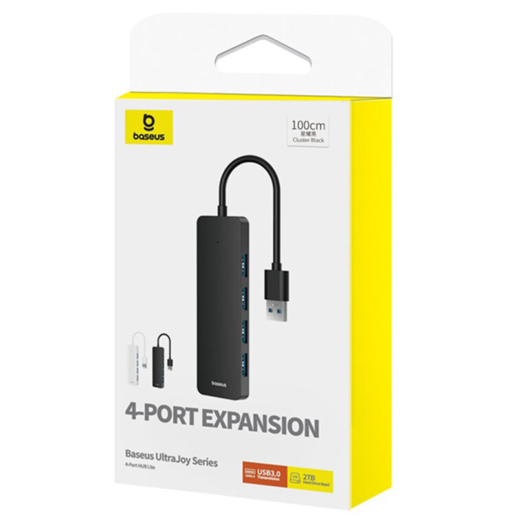 Baseus UltraJoy Lite 4-in-1 USB-A Hub - 100 cm - Docking station - Cluster Black - Afbeelding 2