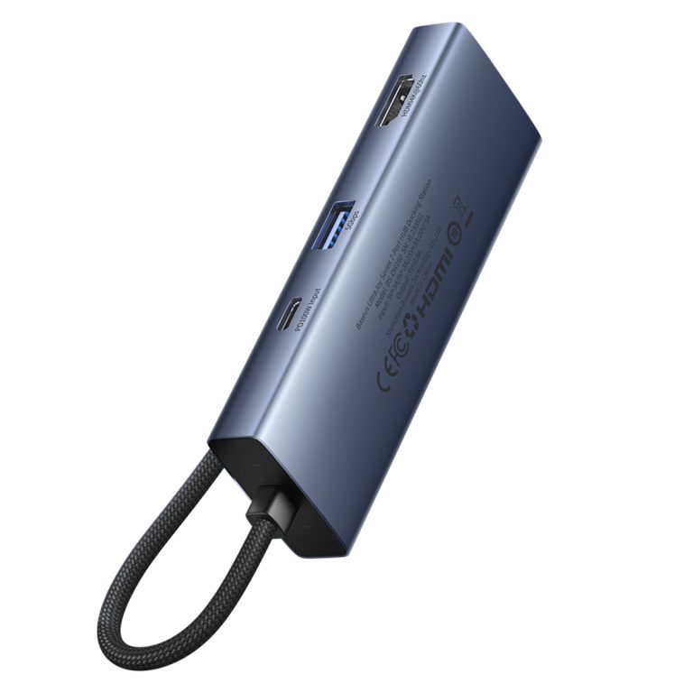 Baseus UltraJoy 7-in-1 USB-C Hub - 4K 60Hz - 100 Watt opladen - Docking station - Space Grey - Afbeelding 2