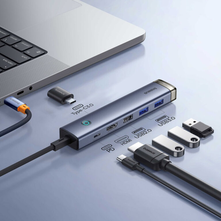 Baseus UltraJoy Air 6-in-1 USB-C Hub - 4K 60Hz - 100 Watt opladen - Docking station - Space Grey - Afbeelding 8
