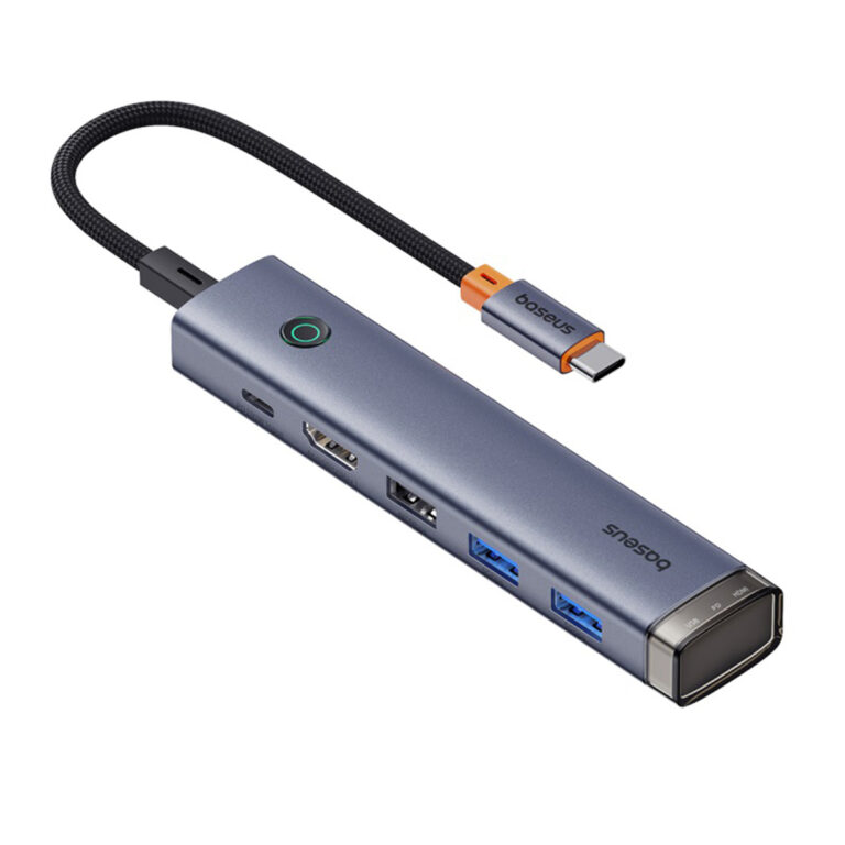 Baseus UltraJoy Air 6-in-1 USB-C Hub - 4K 60Hz - 100 Watt opladen - Docking station - Space Grey - Afbeelding 7