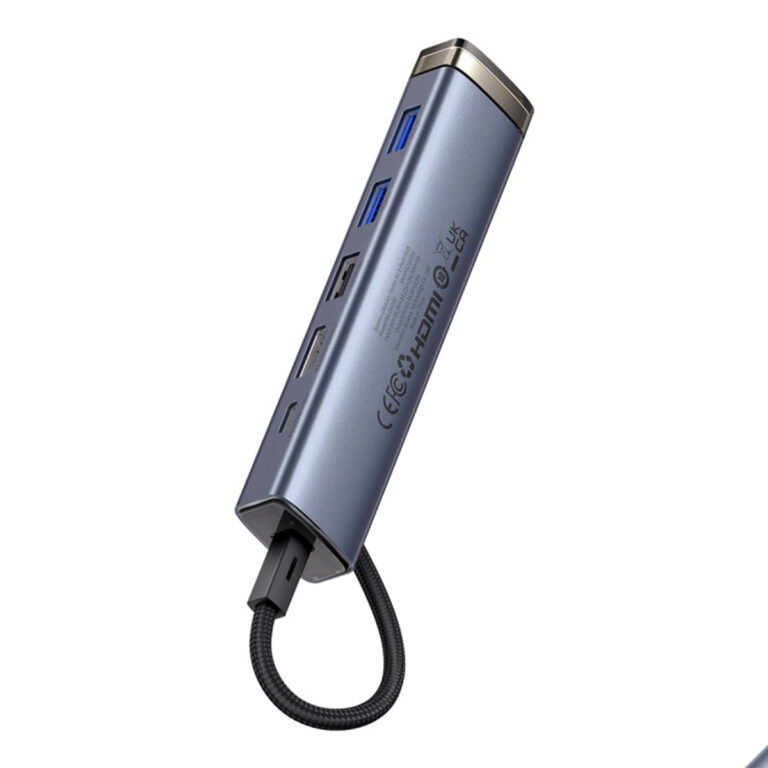 Baseus UltraJoy Air 6-in-1 USB-C Hub - 4K 60Hz - 100 Watt opladen - Docking station - Space Grey - Afbeelding 4