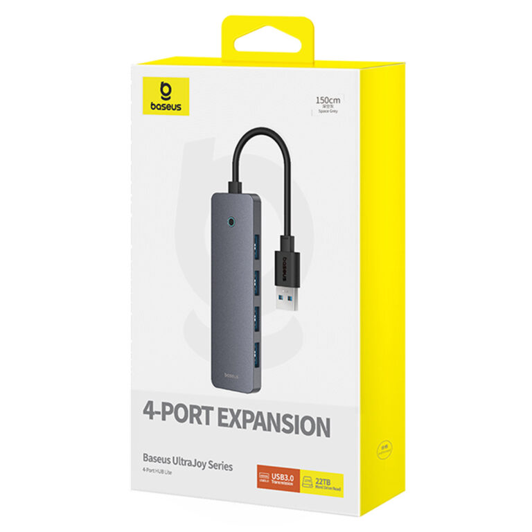 Baseus UltraJoy Lite 5-in-1 USB-A Hub - 150 cm - Docking station - Space Grey - Afbeelding 2