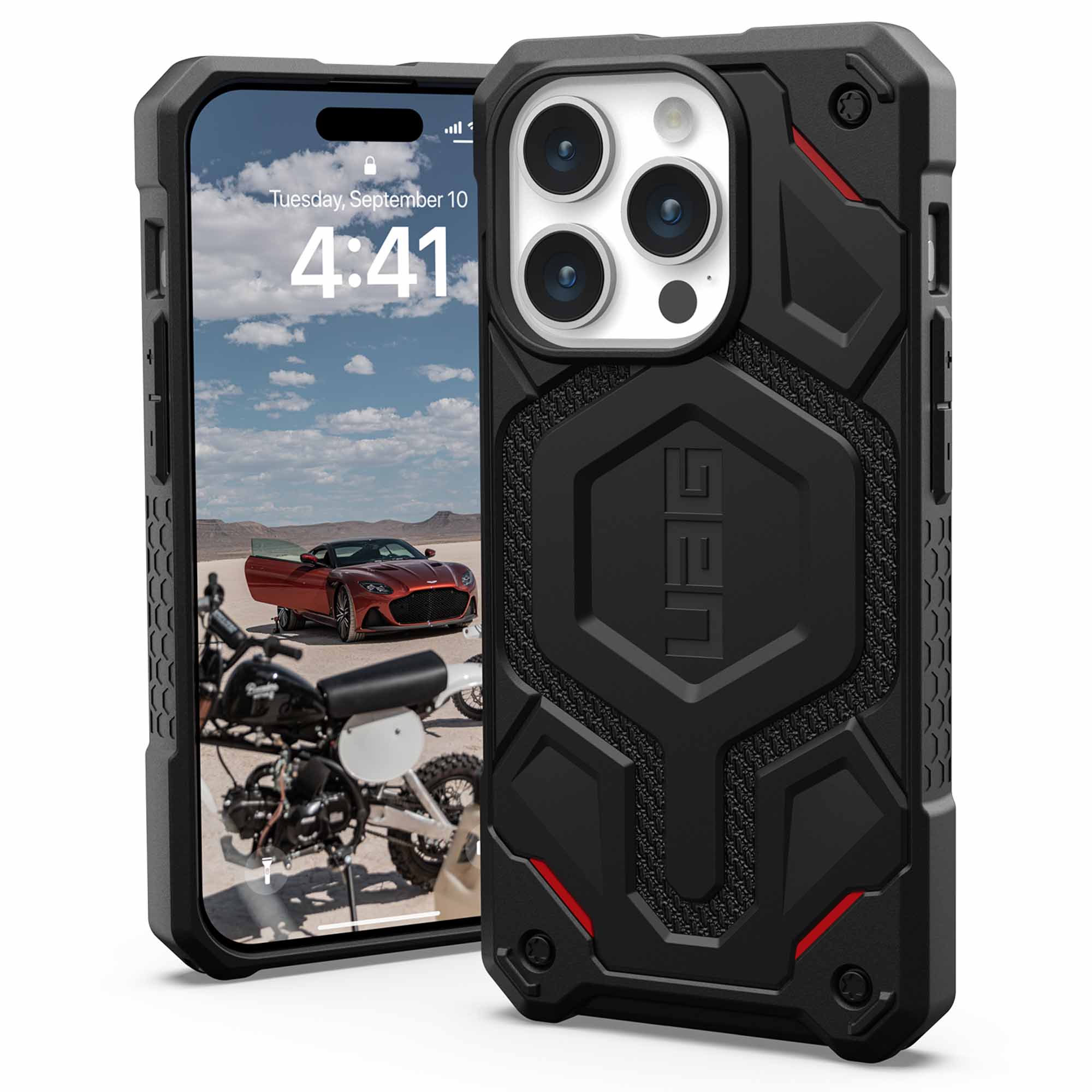 UAG Monarch Pro Backcover Apple iPhone 15 Pro - Kevlar Black - Afbeelding 2