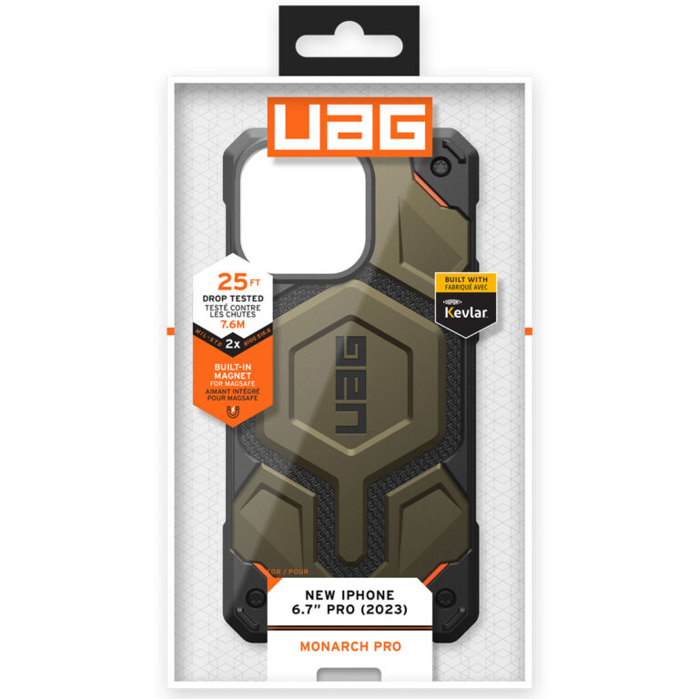 UAG Monarch Pro Backcover Apple iPhone 15 Pro Max - Kevlar Element Green - Afbeelding 2