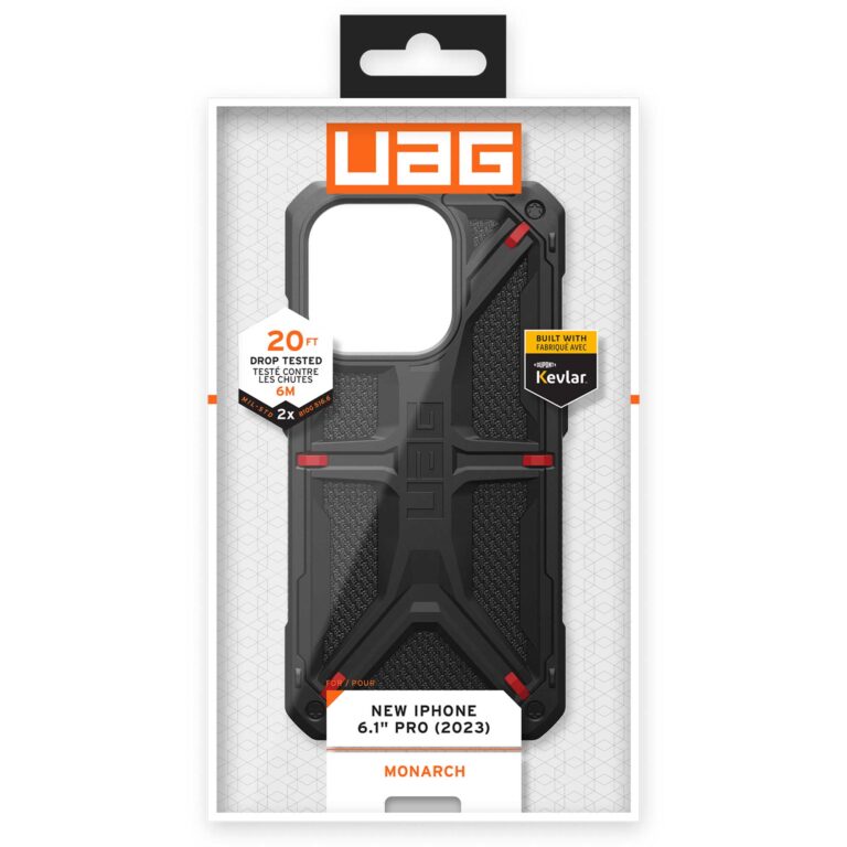 UAG Monarch Backcover Apple iPhone 15 Pro - Kevlar Black - Afbeelding 2