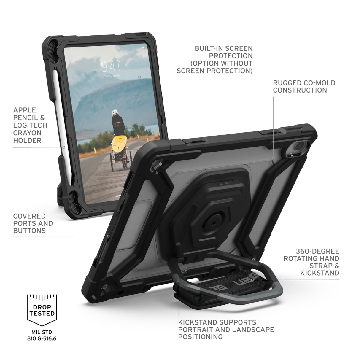 UAG Plasma Backcover Apple iPad 11 (2025) 11 inch A16 / iPad 10 (2022) 10.9 inch - Ice Black - Afbeelding 8