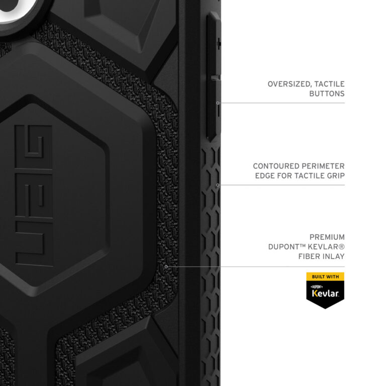 UAG Monarch Backcover Apple iPhone 16 Pro Max - Kevlar Black - Afbeelding 2