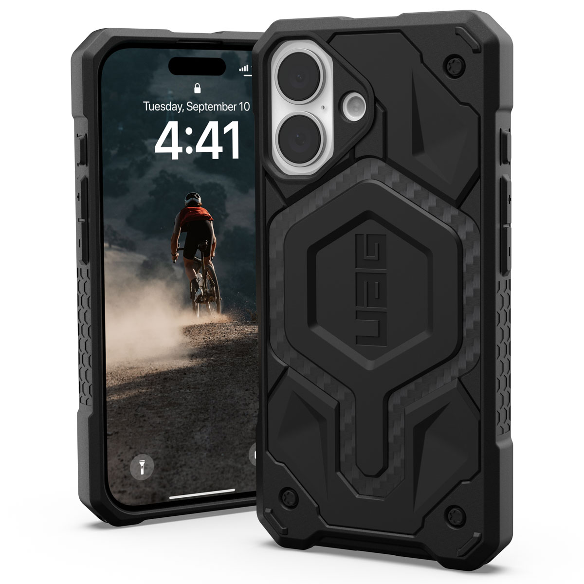 UAG Monarch Backcover Apple iPhone 16 – Carbon Fiber