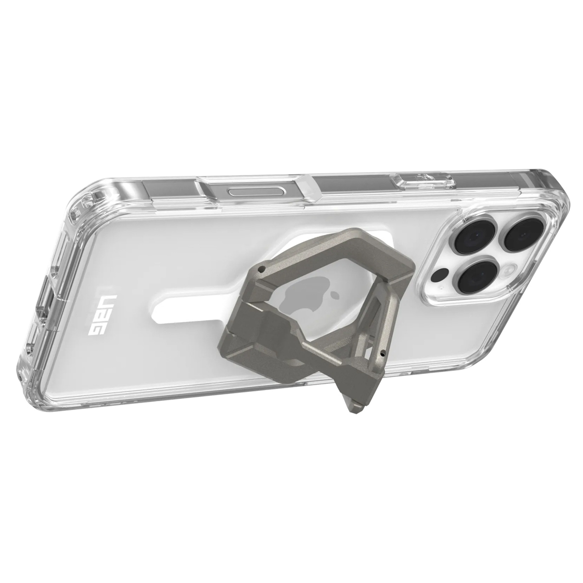 UAG Plyo Pro backcover + Magnetic Ring Stand Apple iPhone 16 Pro Max - Ice White / Titanium - Afbeelding 4