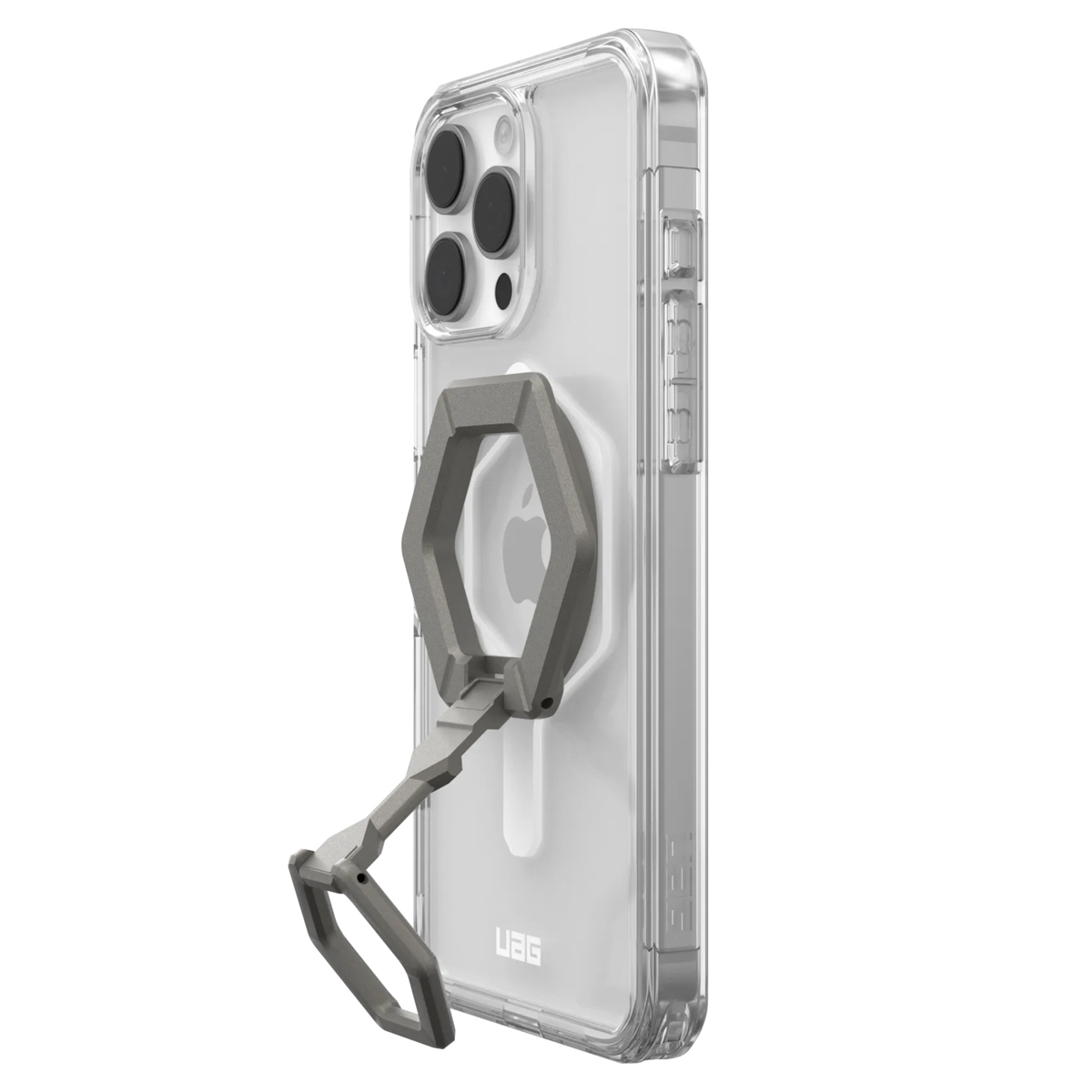 UAG Plyo Pro backcover + Magnetic Ring Stand Apple iPhone 16 Pro Max - Ice White / Titanium - Afbeelding 6
