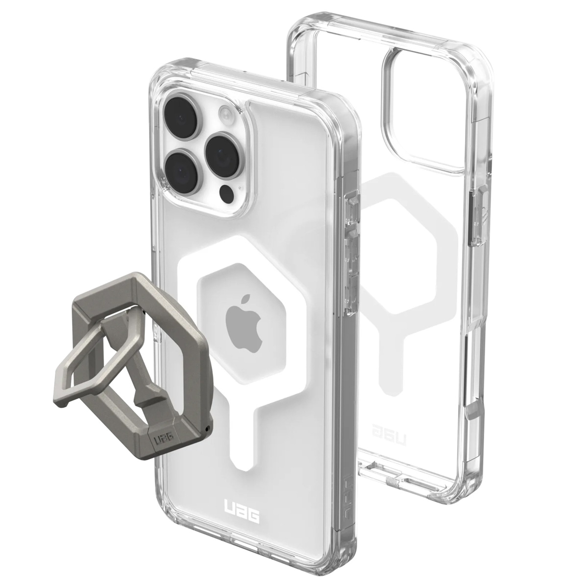 UAG Plyo Pro backcover + Magnetic Ring Stand Apple iPhone 16 Pro Max - Ice White / Titanium