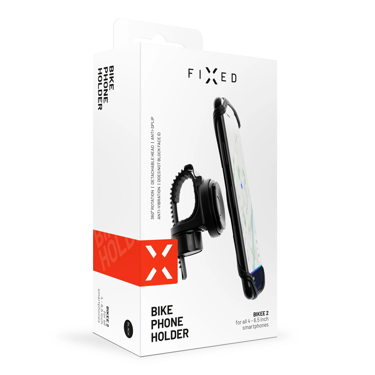 Fixed Bikee 2 - Telefoonhouder fiets - 360 graden draaibaar - Universeel - Zwart - Afbeelding 2