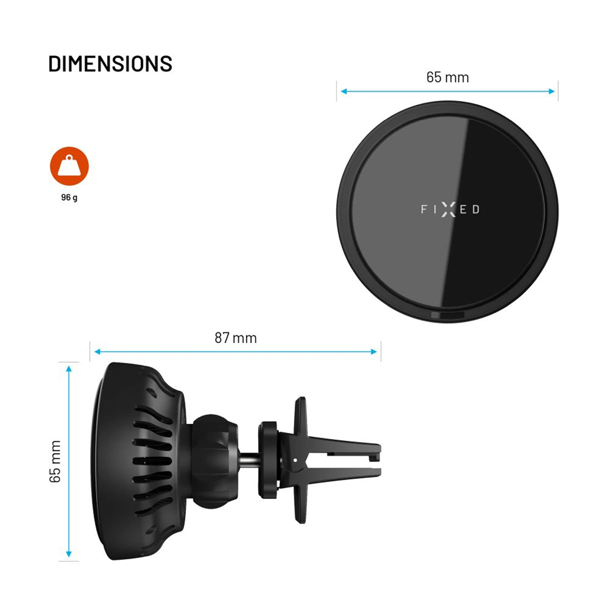 Fixed MagCool - telefoonhouder auto - Ventilatierooster - MagSafe - Draadloos opladen - Zwart - Afbeelding 8