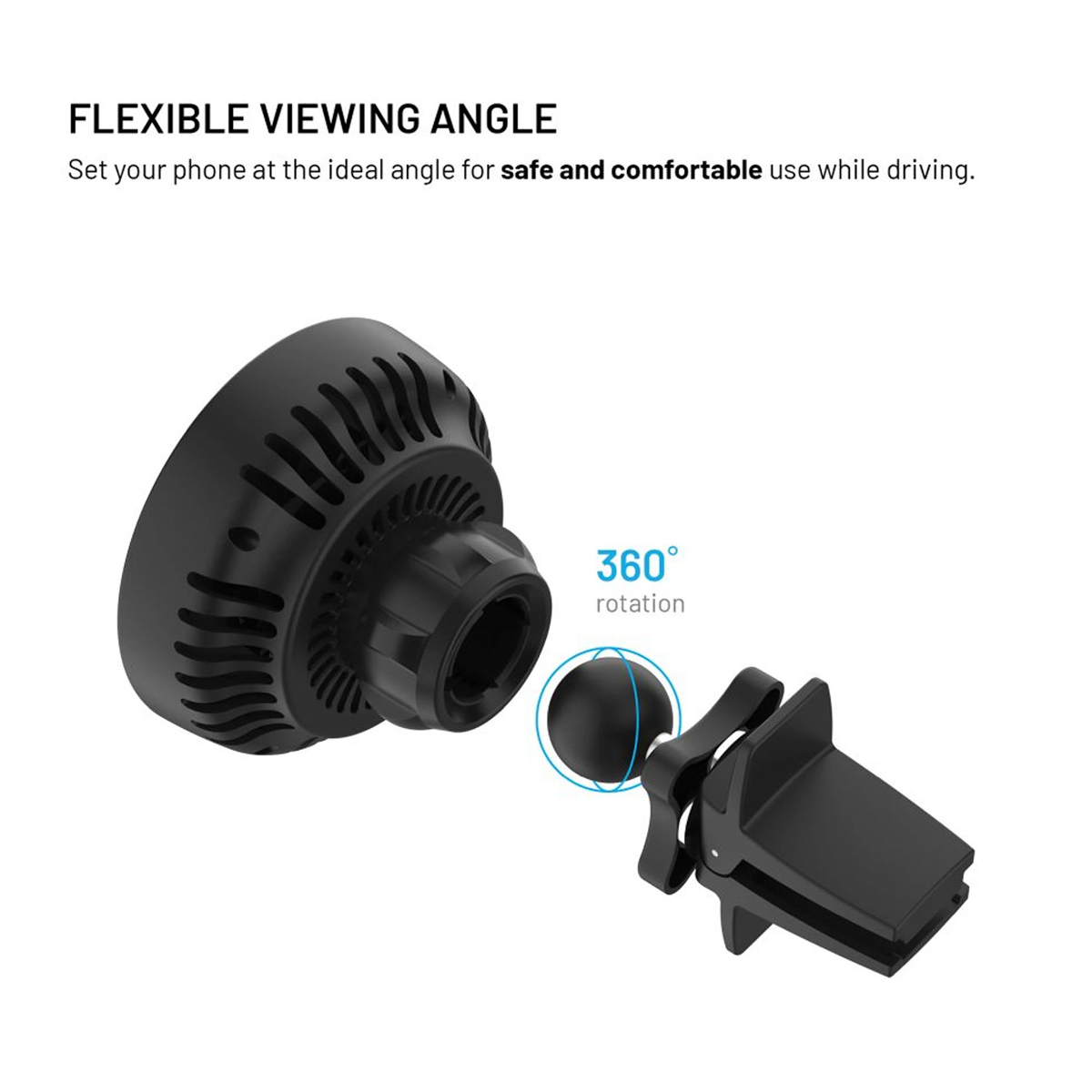 Fixed MagCool - telefoonhouder auto - Ventilatierooster - MagSafe - Draadloos opladen - Zwart - Afbeelding 3