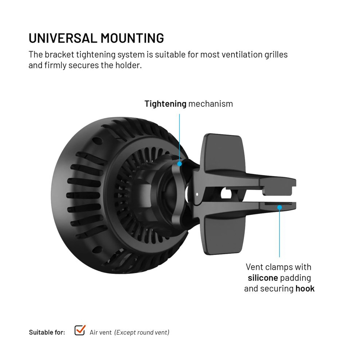 Fixed MagCool - telefoonhouder auto - Ventilatierooster - MagSafe - Draadloos opladen - Zwart - Afbeelding 4