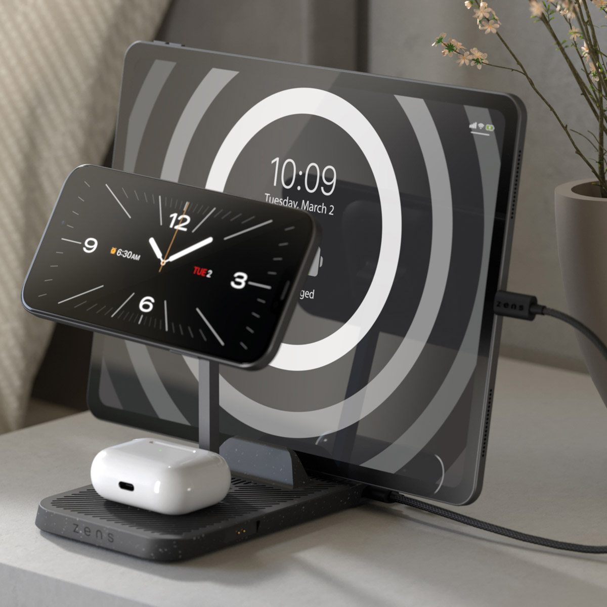 Zens Draadloos oplaadstation 3-in-1 Hoofdstation - Modular Serie - Gerecycled Plastic - Afbeelding 5