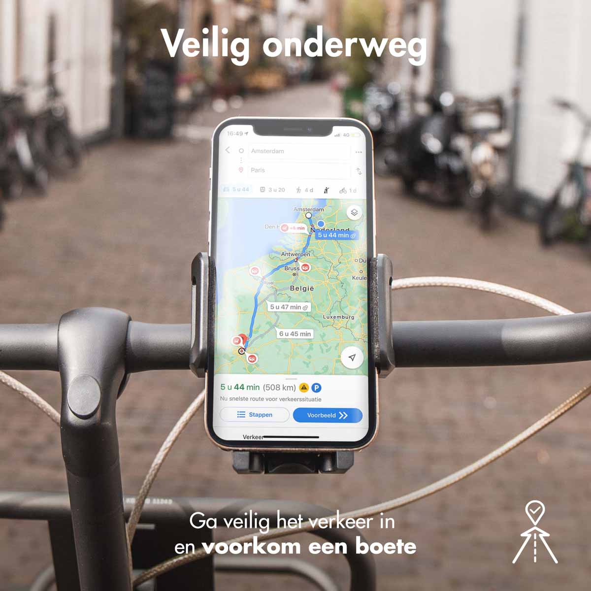 Accezz Telefoonhouder fiets - Verstelbaar - Universeel - Zwart - Afbeelding 4