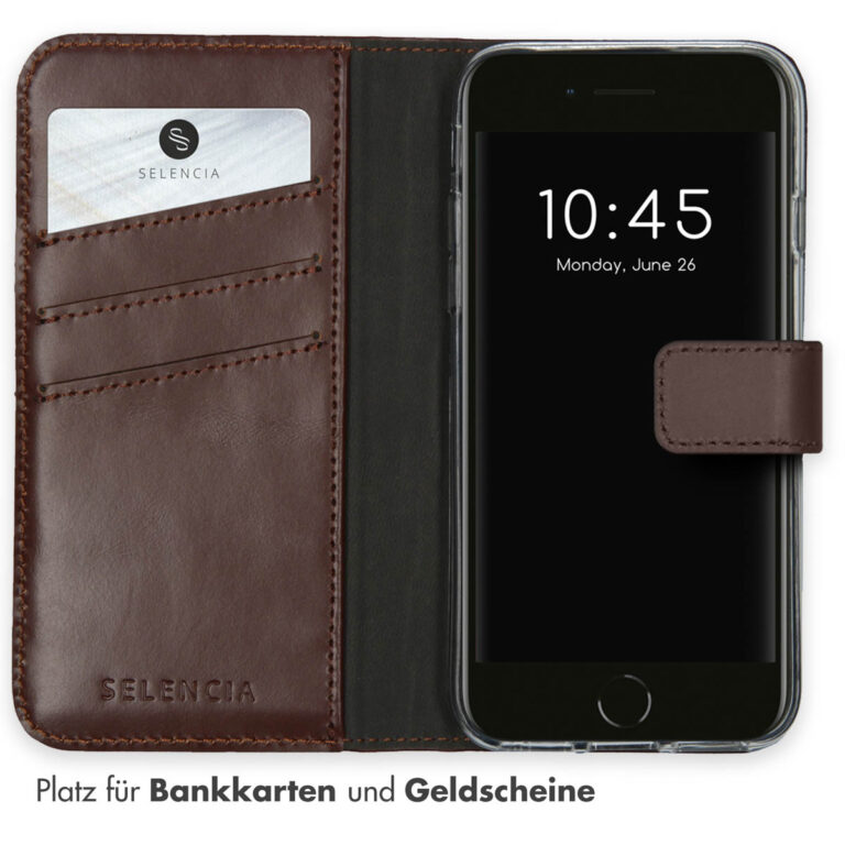 Selencia Echt Lederen Bookcase Apple iPhone SE (2022 / 2020) / 8 / 7 / 6(s) - Bruin - Afbeelding 9