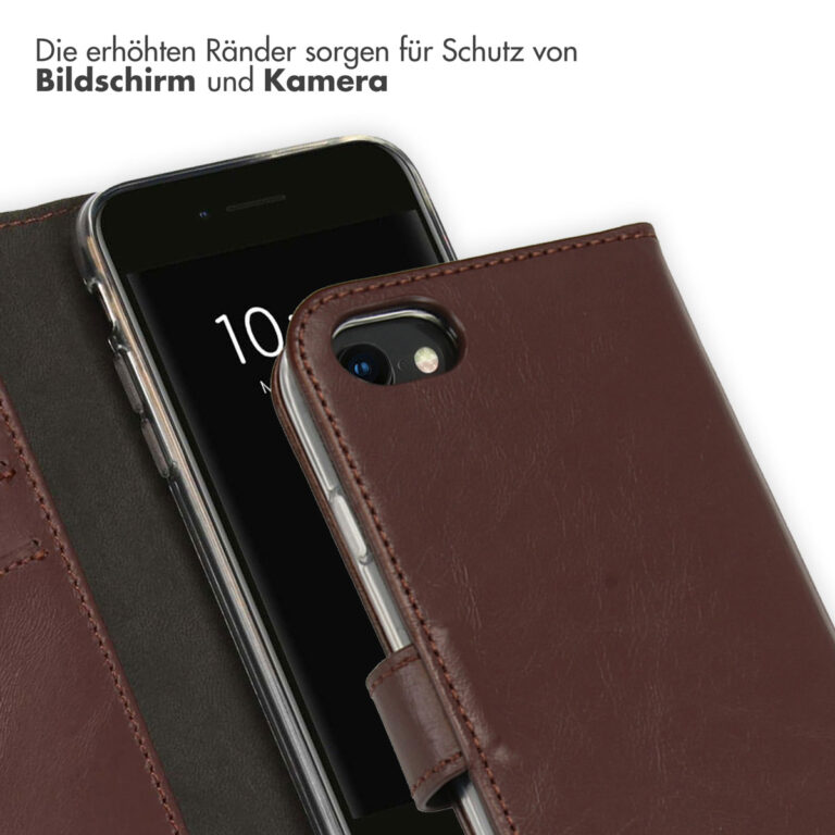 Selencia Echt Lederen Bookcase Apple iPhone SE (2022 / 2020) / 8 / 7 / 6(s) - Bruin - Afbeelding 8