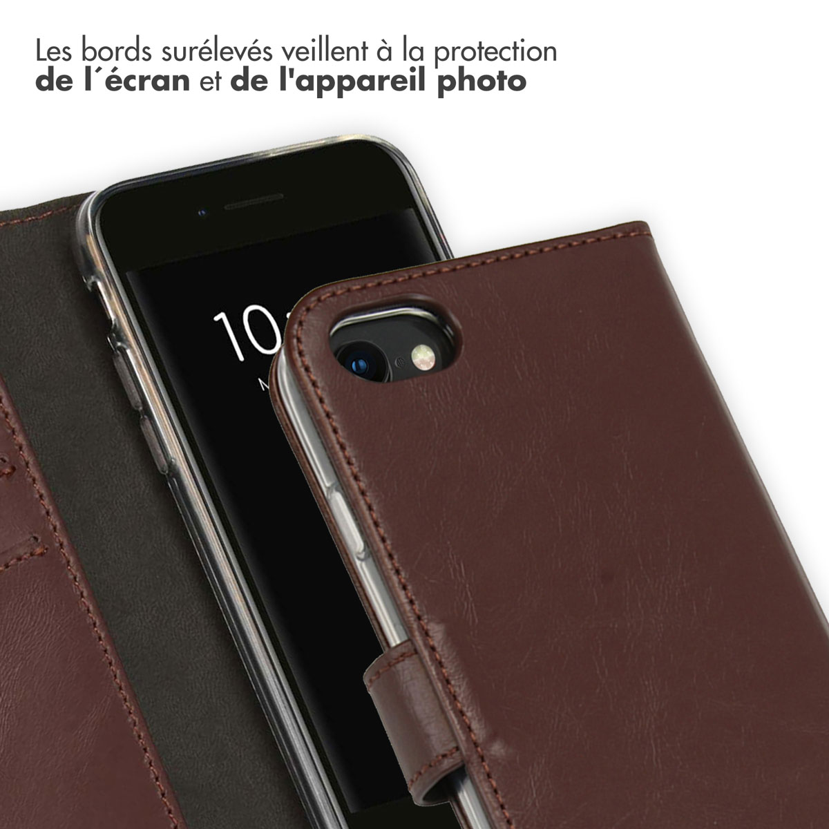 Selencia Echt Leren Bookcase Apple iPhone SE (2022 / 2020) / 8 / 7 / 6(s) - Bruin - Afbeelding 9